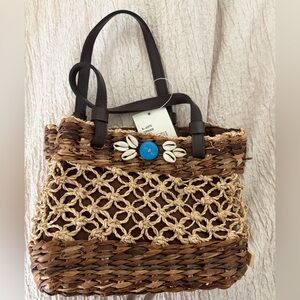 Nine West Handcrafted Brown and Cream Tote Bag